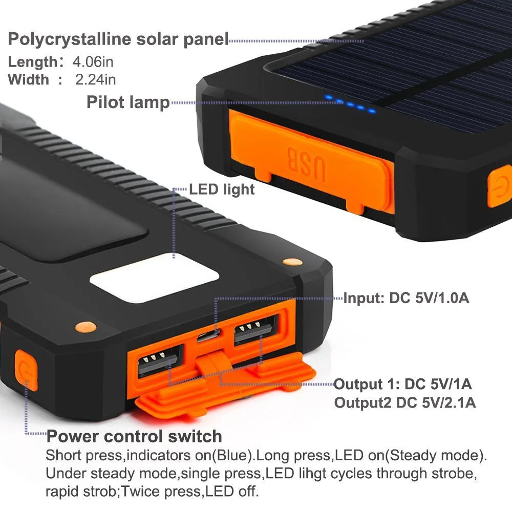 Top Solar Charger Power Bank Waterproof 30000mAh