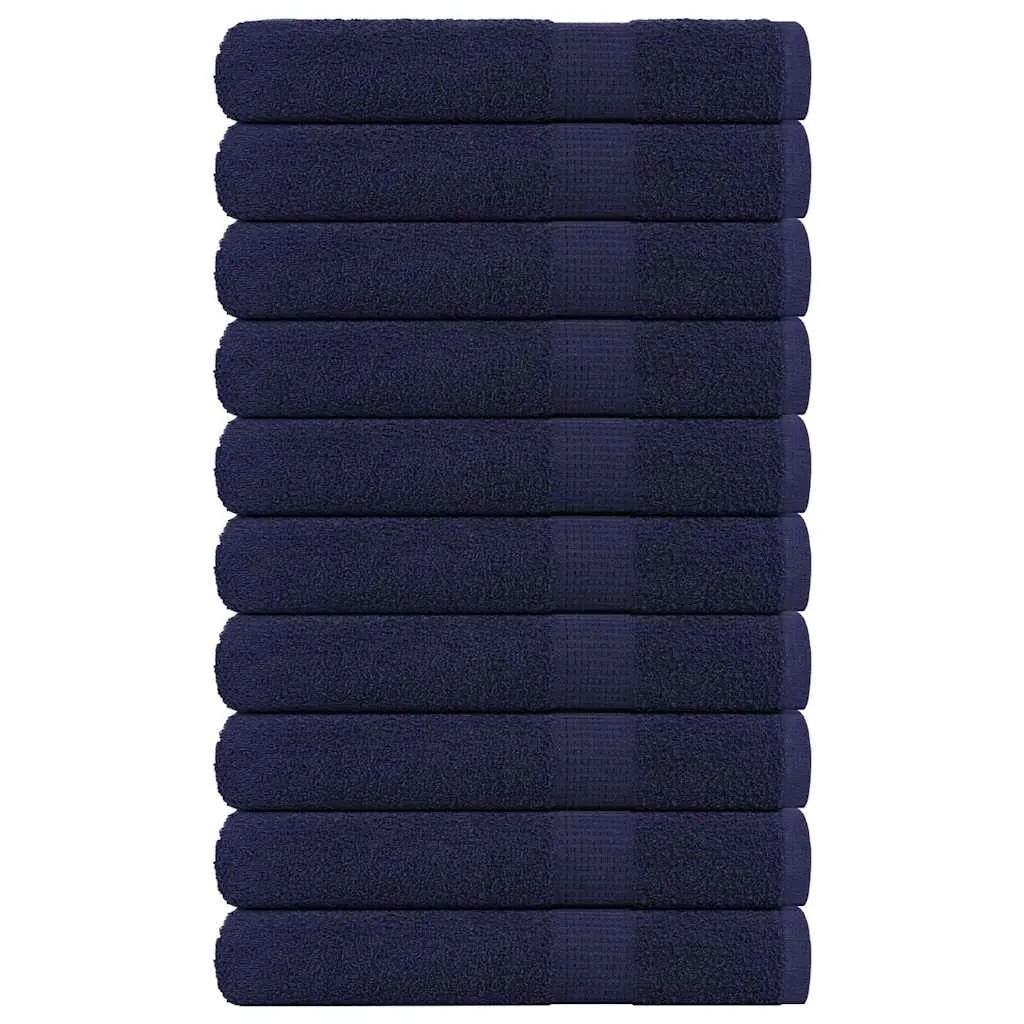 Towels 10 pcs Navy Blue 100x200 cm 360 gsm 100% Cotton