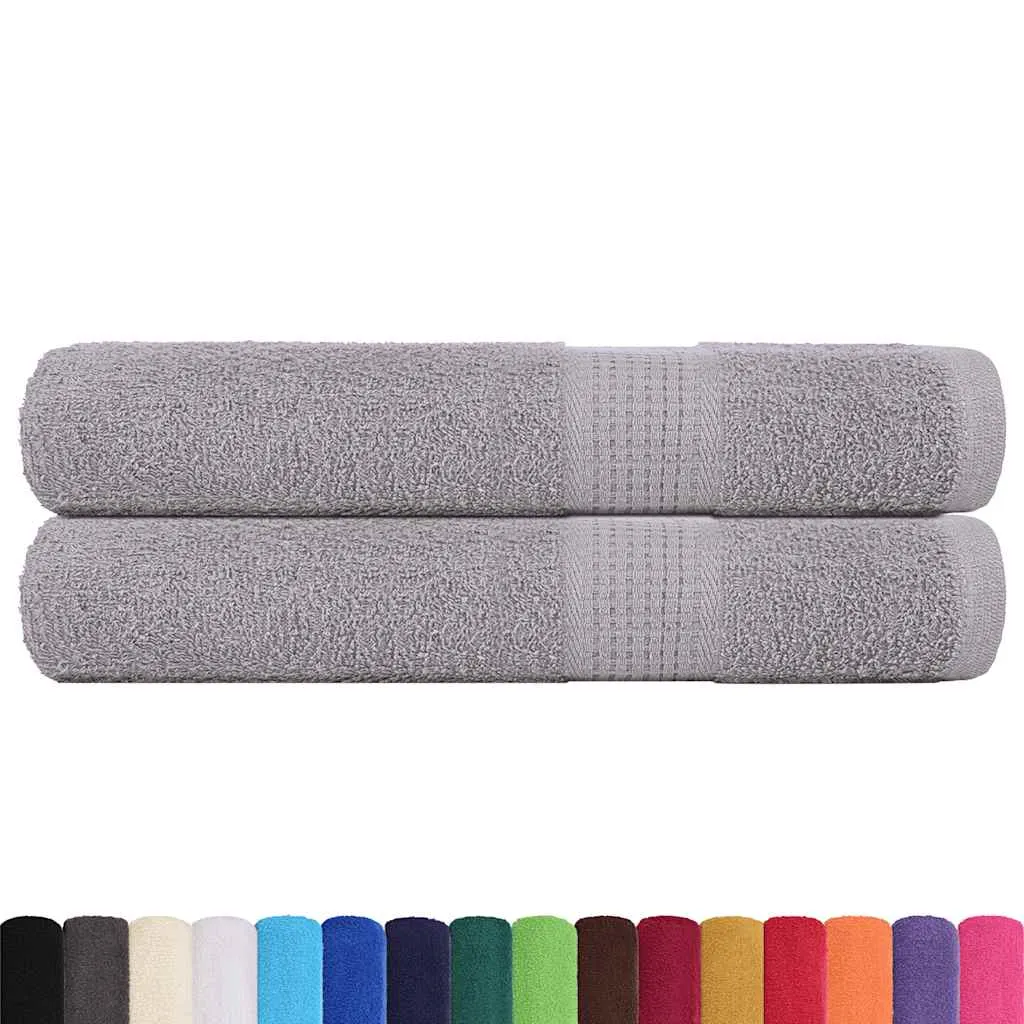 Towels 2 pcs Grey 100x200 cm 360 gsm 100% Cotton