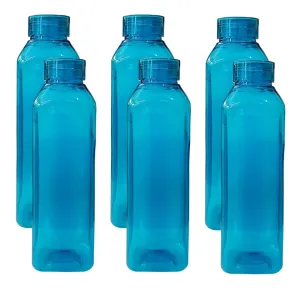 Urbane Home BPA Free Plastic Water Bottles | Breakproof, Leakproof, Food Grade PET Bottles | Water Bottle for Kids & Adults | Plastic Bottle Set of 6 |Green