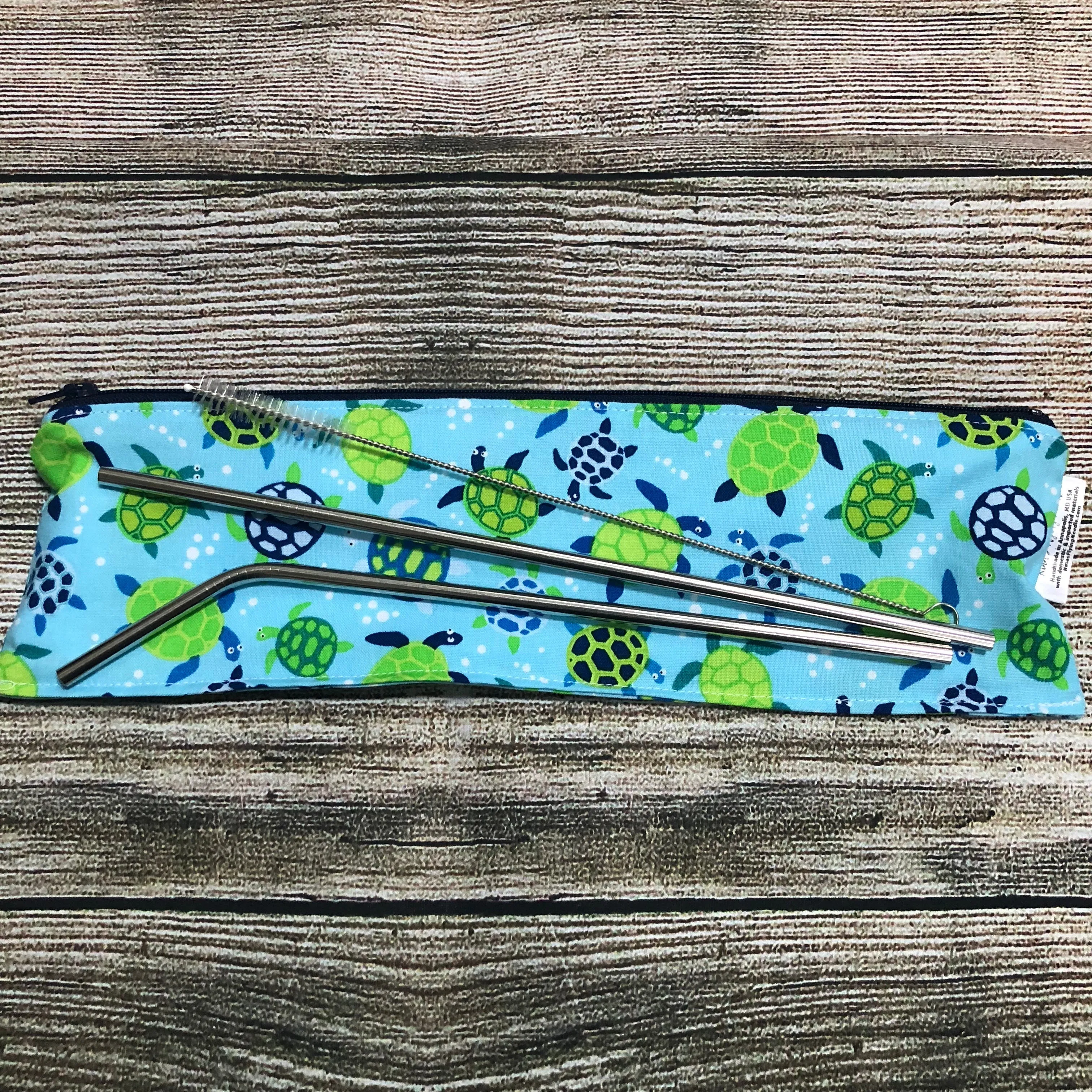 XXL Sized Reusable Straw Floral with Gold Zipper